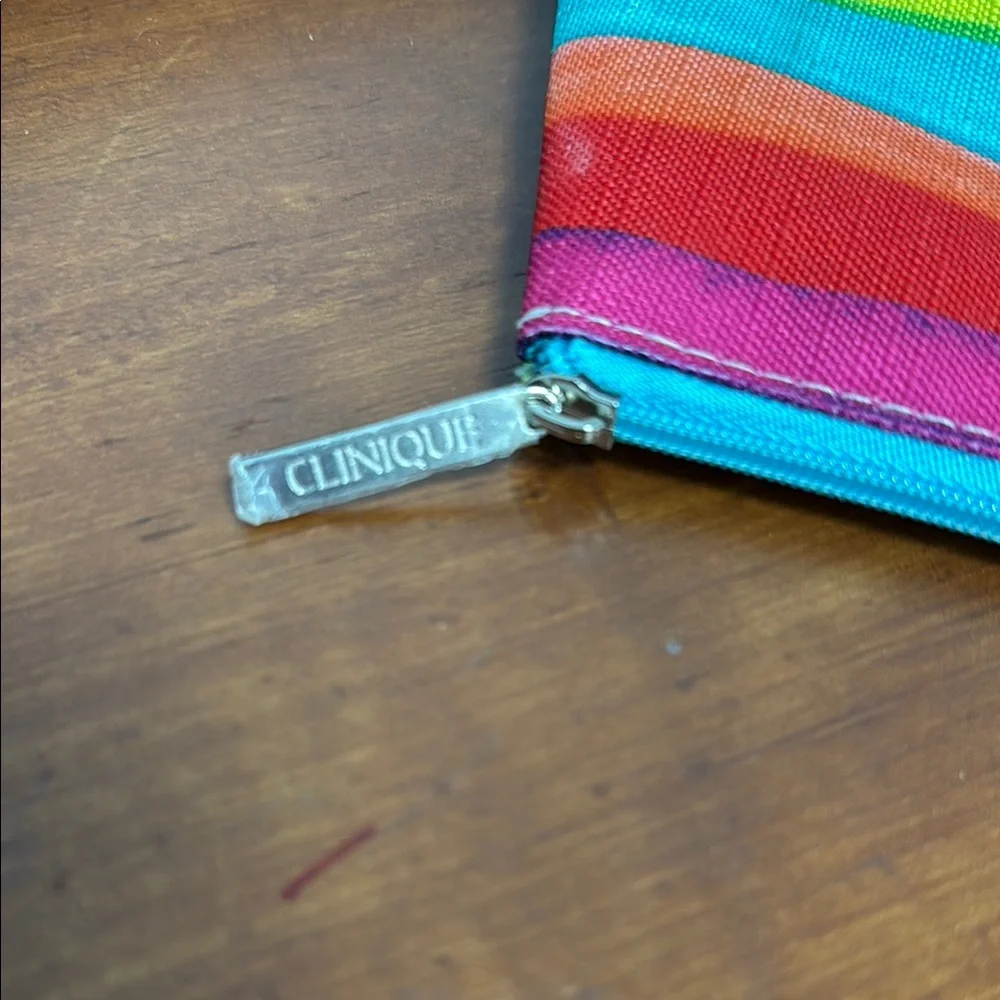 NEW Colorful Striped Clinique Pouch